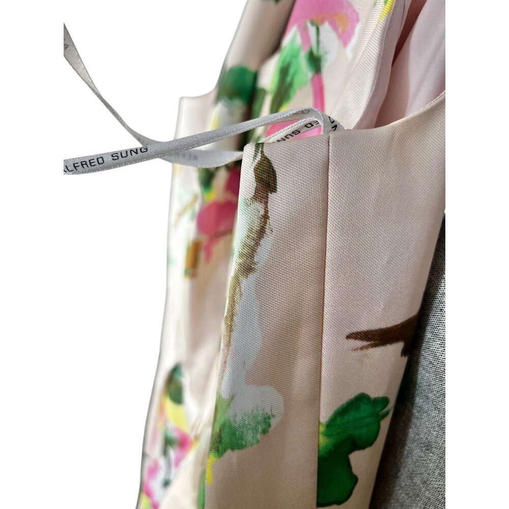 Alfred Sung Blush Bouquet Floral Hi-Low Dress Floral size M Sateen Twill Event - Picture 7 of 16